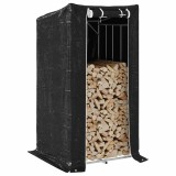 vidaxL Raft pentru lemn de foc cu capac de ploaie otel galvanizat 4104951