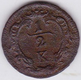 1.Austria 1/2 kreuzer,creitar krajczar ND Franz I. (aprox 1760-1764)