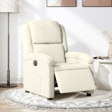 Fotoliu Rabatabil Electric Crem Catifea, 71x86.5x99.5 cm, Inclinare 135&deg;, Buzunar Lateral