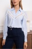 Camasa dama albastra cu aplicatie dantela 4350T, 38, 40, Albastru