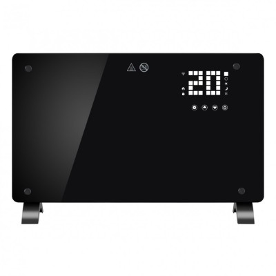 Convector electric, flippry, 2000w, wi-fi, termostat, afisaj led, touch screen, control din telefon, 82.3x12x45.6 cm, negru foto