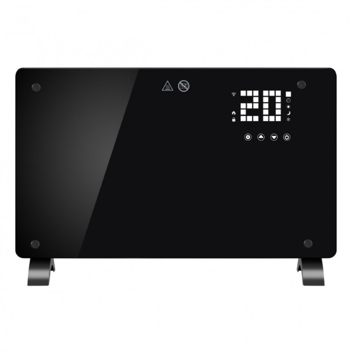 Convector electric, flippry, 2000w, wi-fi, termostat, afisaj led, touch screen, control din telefon, 82.3x12x45.6 cm, negru