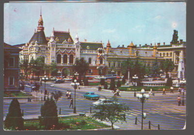 CPIB 20750 CARTE POSTALA - ORADEA. BIBLIOTECA JUDETEANA, AUTOTURISM, NECIRCULATA foto