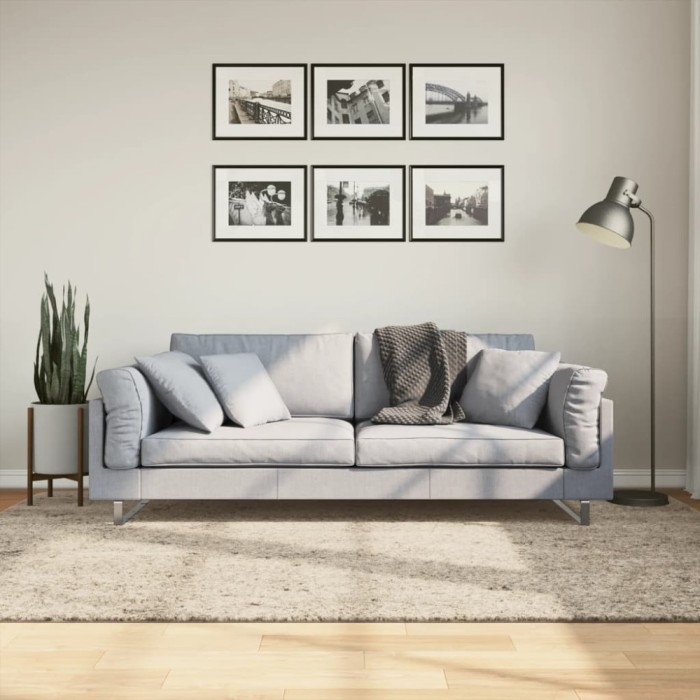 vidaXL Covor ISTAN, cu fire &icirc;nalte, aspect lucios, bej, 160x230 cm