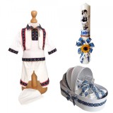 Set costum botez, trusou si lumanare personalizata, decor traditional, Denikos&reg;