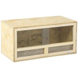 PawHut Terariu din Lemn pentru Reptile cu Uși Glisante din Sticlă și Panouri din Plasă, 60x29.5x29.5 cm, Lemn Natural | Aosom Romania