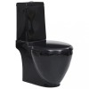 Gossi vas wc toaleta baie, negru, ceramica, rotund, flux inferior