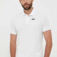 Helly Hansen tricou polo barbati, culoarea alb, cu imprimeu