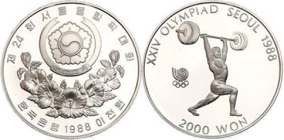 Korea de Sud 1988 - 2000 won, ridicarea greutatii, PROOF foto