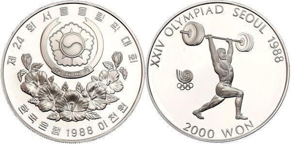 Korea de Sud 1988 - 2000 won, ridicarea greutatii, PROOF