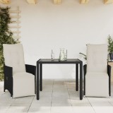 Gossi set bistro cu perne, 3 piese, negru, poliratan