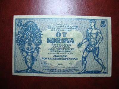 UNGARIA 5 KORONA 1919 foto