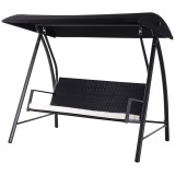 Outsunny Balansoar Hollywood 3 locuri din Polyrattan, balansoar de grădină cu copertină reglabilă, protecție solară, pernă de șezut, bancă suspendată,