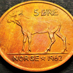 Moneda 5 ORE - NORVEGIA, anul 1962 *cod 106 - patina frumoasa
