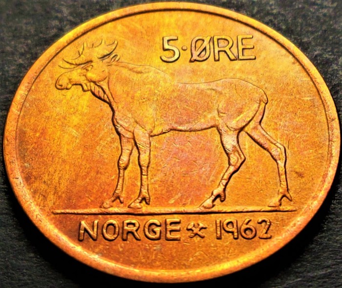 Moneda 5 ORE - NORVEGIA, anul 1962 *cod 106 - patina frumoasa