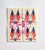 4 timbre stampilate necirculate SUA Statele Unite bloc de 4 val. 1974 Steag, Istorie, Stampilat