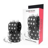 DARKNESS - SKULLS AND BONES BLACK SPIKED HANDCUFFS, DARKNESS BONDAGE