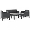 Set Mobilier Gradina Gossi, 4 Piese, Ratan Polipropilena, Antracit, Perne Incluse