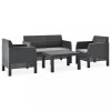 Set mobilier de gradina cu perne, 4 piese, antracit, PP ratan GartenMobel Dekor, vidaXL