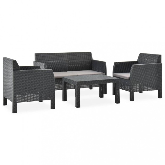 Gossi set mobilier de gradina cu perne, 4 piese, antracit, pp ratan