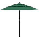 Cumpara ieftin Umbrela de gradina cu 3 niveluri, stalp aluminiu, verde, 2,5 m