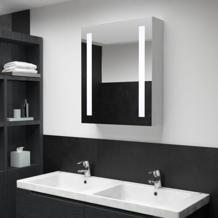 Gossi dulap de baie cu oglinda si led-uri, 50 x 13 x 70 cm