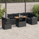 Gossi set canapele de gradina cu perne, 7 piese, negru, poliratan