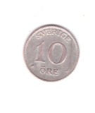 Moneda Suedia 10 ore 1917, stare buna, curata