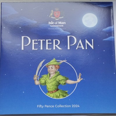 Set 5 x 50 pence 2024 Isle of Man/ Insula Man, Peter Pan III Collection, album, Brilliant uncirculated foto