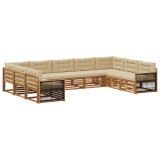 vidaXL Set de canapele de exterior cu pernă 9 pcs Natural și Bej 3383836