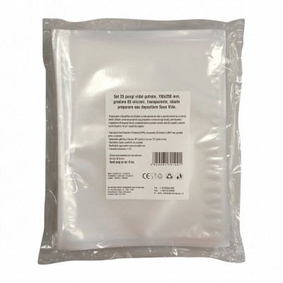 Pungi vidat gofrate 150x250 mm grosime 85 microni transparente set 25 bucati foto