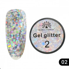 Gel cu sclipici unghii, hexagon, Glitter Gel, Global Fashion, 5g, 02