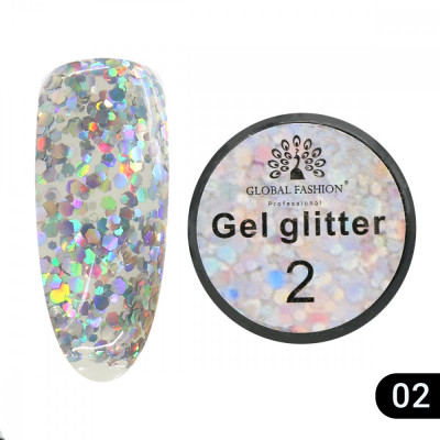 Gel cu sclipici unghii, hexagon, Glitter Gel, Global Fashion, 5g, 02 foto