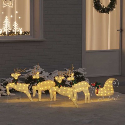 vidaXL Renii LED 5 pcs Auriu țesătură 3385887 foto