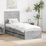 vidaXL Cadru de pat Gri din beton 75 x 190 cm Lemn Ingineresc 3411169