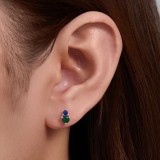 Cumpara ieftin Cercei din Argint Placati cu Aur cu Zirconiu Verde Smarald si Albastru Safir