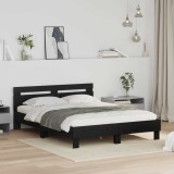 vidaXL Cadru de pat Stejar Negru 140 x 200 cm Lemn compozit 3417312