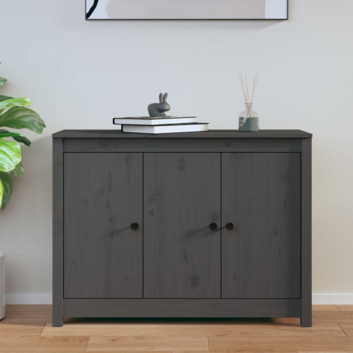 vidaXL Servantă, gri, 100x35x74 cm, lemn masiv de pin