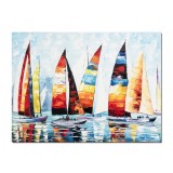 Tablou pictat manual, Cursa veliere, 80x60cm ulei pe panza in cutit efect 3D, gata de expus pe perete