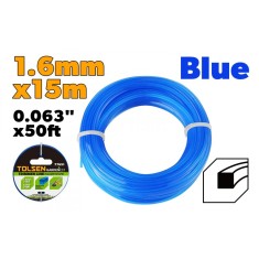 Fir de tuns patrat 1,6 mm x 15 m, nylon 6, albastru, GARDENE