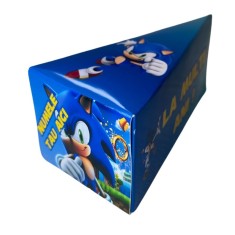 Cutie Felie Tort Personalizabil Model Sonic 13x7x6 cm Carton Lucios Ambalaj Cadou Petreceri Copii
