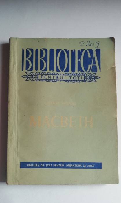 myh 412f - BPT - Shakespeare - Macbeth - ed 1957