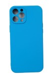 Husa silicon protectie camera cu microfibra Iphone 12 Pro Albastru Marin
