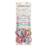 Set Accesorii Par, 60 Bucăți, Clame Metalice și Elastice, Multicolor, Glitter Colorat, Oem