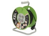 Prelungitor alimentare KEL 3x1mm2 bobinat, Prize 4 PVC negru, 40m