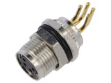 Conector M8 soclu mamă 48V 4A 4 pini IP67 &icirc;n unghi THT Lutronic