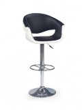 Scaun de bar HM H46, Piele ecologica, Rotativ, Inaltime ajustabila, Cu spatar, Inaltime ajustabila, 90 kg, 115x60x46 cm, Alb/Negru