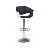 Scaun de bar HM H46, Piele ecologica, Rotativ, Inaltime ajustabila, Cu spatar, Inaltime ajustabila, 90 kg, 115x60x46 cm, Alb/Negru