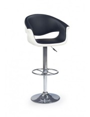 Scaun de bar HM H46, Piele ecologica, Rotativ, Inaltime ajustabila, Cu spatar, Inaltime ajustabila, 90 kg, 115x60x46 cm, Alb/Negru