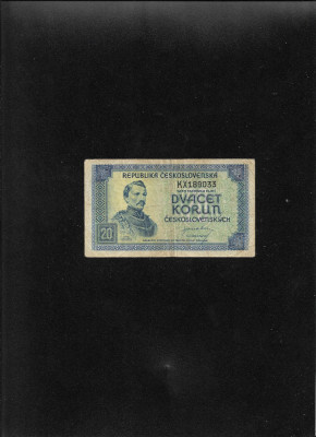 Rar! Cehoslovacia 20 korun 1945 seria189033 foto